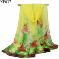 Schöner Druck moslemischer Farbenart-Frauendruck Blumen Chiffon- Polyester-Hijabschal